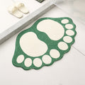 NNEDSZ 2 Pcs Green And White Foot-Shaped Plush Bath Mat - Non-Slip Absorbent Bathroom Rug for Bedroom and Doorway (50x80cm)