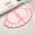 NNEDSZ 2 Pcs Pink And White Foot-Shaped Plush Bath Mat - Non-Slip Absorbent Bathroom Rug for Bedroom and Doorway (50x80cm)