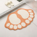 NNEDSZ 2 Pcs Orange And White Foot-Shaped Plush Bath Mat - Non-Slip Absorbent Bathroom Rug for Bedroom and Doorway (50x80cm)