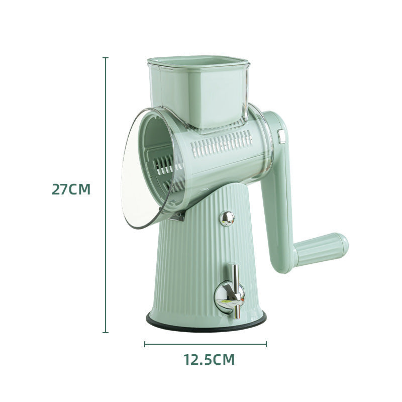 Multi-Function Rotary Vegetable Slicer & Grater - 5 Blade Types (10 Pcs Total) with Storage Box-green-1