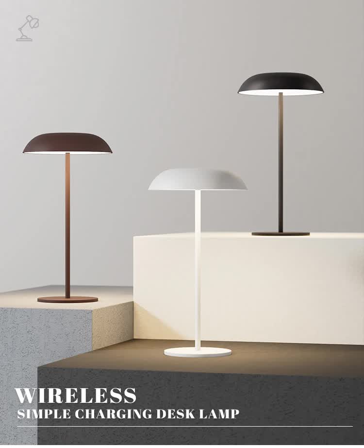 Brown Minimalist Rechargeable LED Touch Table Lamp - 3-Color Stepless Dimming Metal Desk Light-1