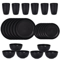 Stylish Black Wheat Straw Dinnerware Set - 24 Pieces Including Plates, Bowls & Cups-0