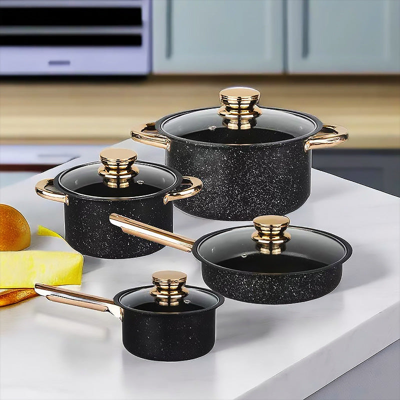 8-Piece Stainless Steel Cookware Set with Maifan Stone Non-Stick Coating-1