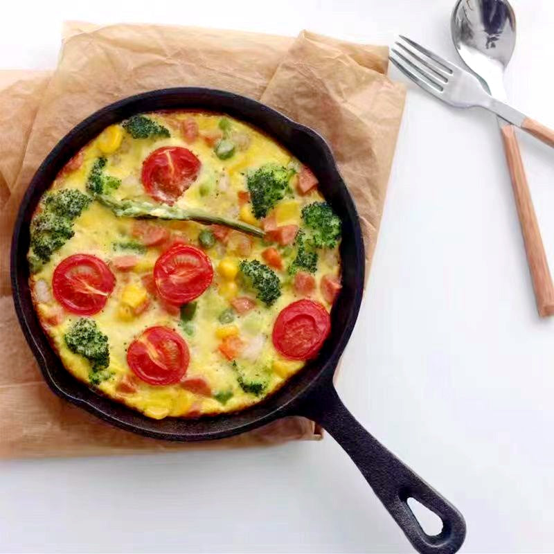 Three-piece set Heavy Duty Cast Iron Skillet & Grill Pan Thickened Vintage Style Cookware for Steak Breakfast & Camping-1