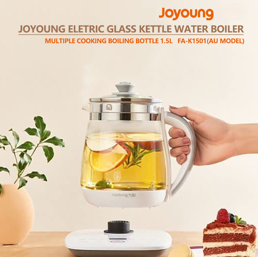 NNEDSZ Joyoung Eletric Glass Kettle Water Boiler Multiple Cooking Boiling Bottle 1.5L FA-K1501 AU Model
