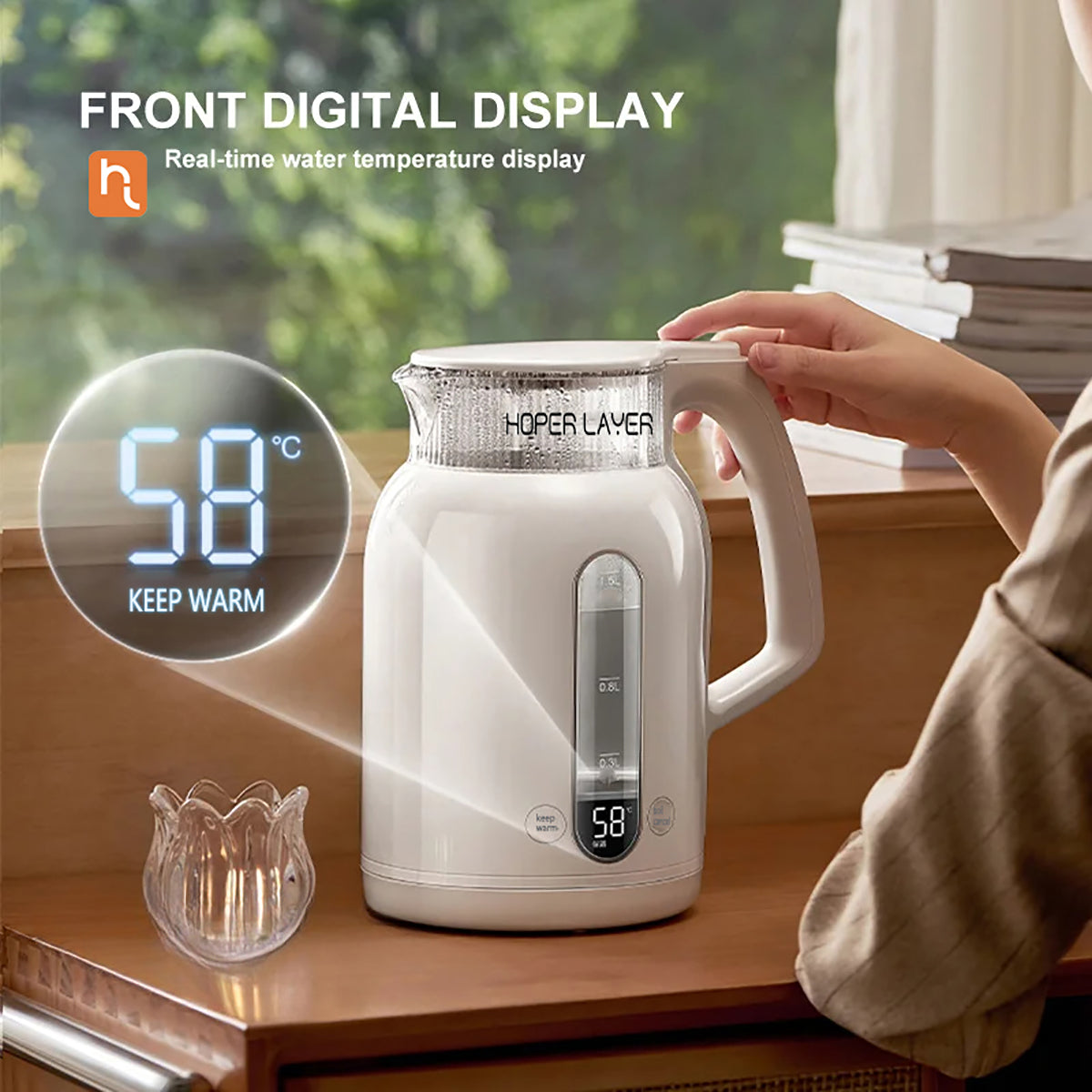 NNEDSZ Hoper Layer Insulation Electric Kettle 1.5L 1500W Water Boiler K15-G1