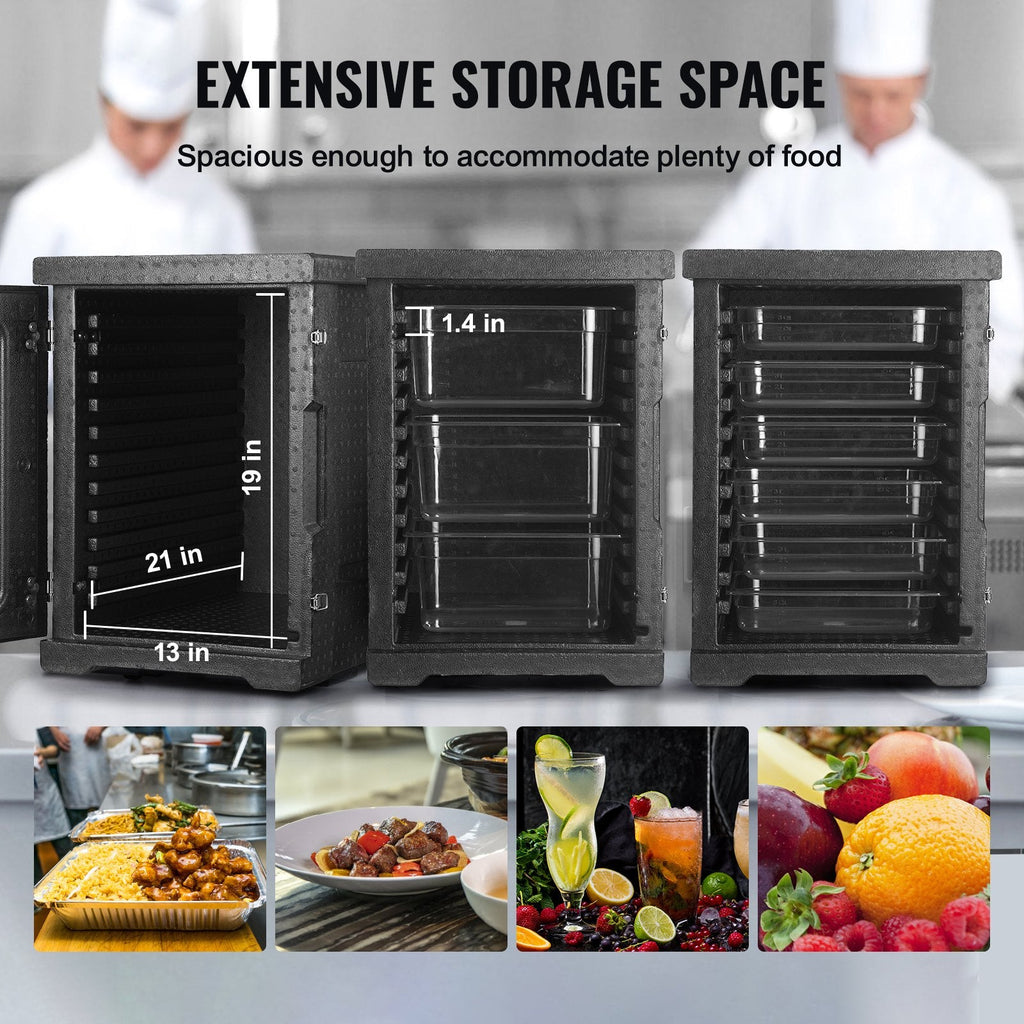 VEVOR Insulated Food Pan Carrier, 90L Hot Box for Catering, LLDPE Food Box Carrier with Double Buckles, Front Loading Food Warmer for Restaurant, Canteen, etc.-3