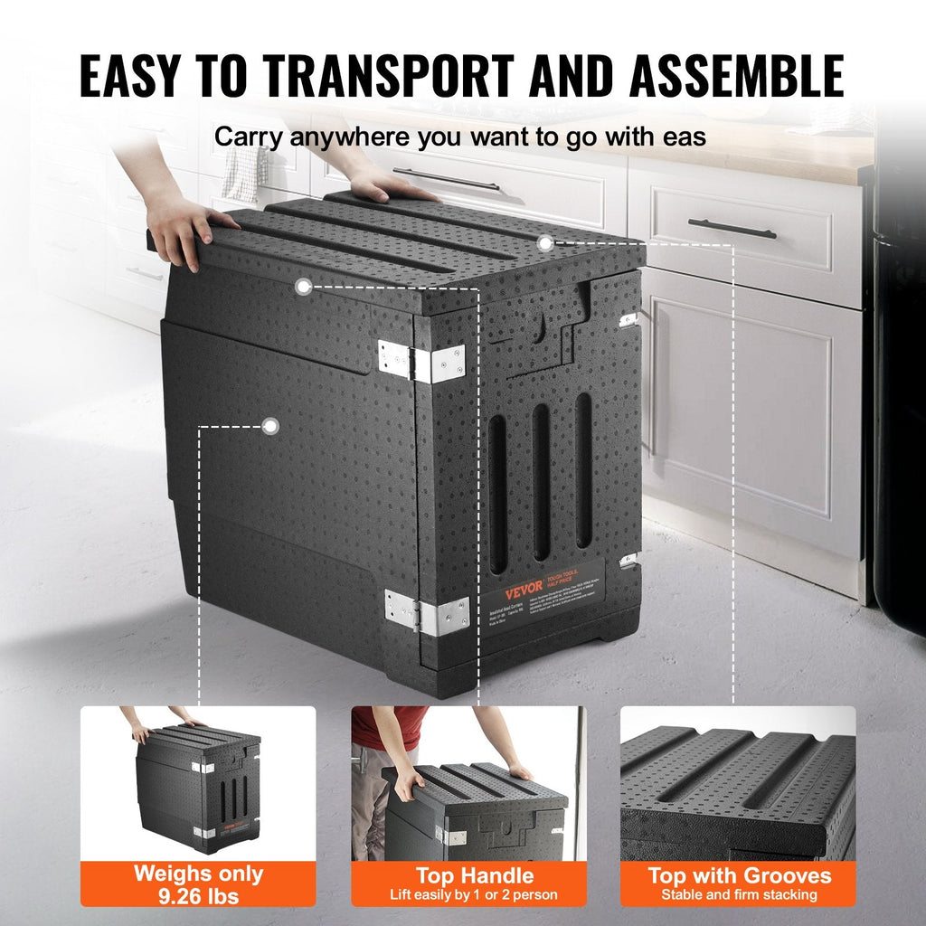 VEVOR Insulated Food Pan Carrier, 90L Hot Box for Catering, LLDPE Food Box Carrier with Double Buckles, Front Loading Food Warmer for Restaurant, Canteen, etc.-4