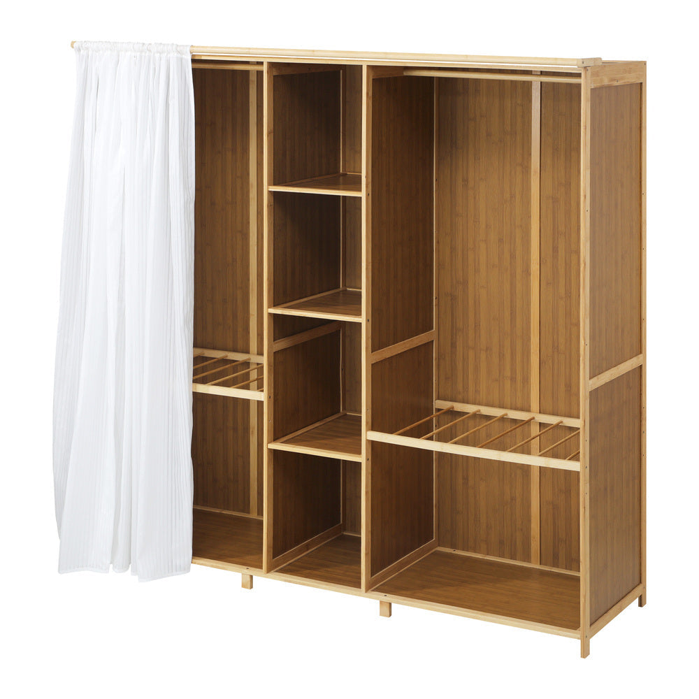 NNEED Open Wardrobe Clothes Storage Hanging Rail Bamboo