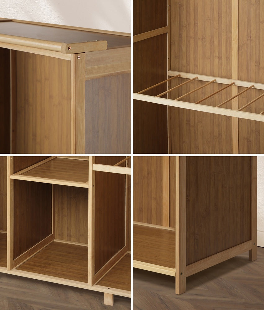 NNEED Open Wardrobe Clothes Storage Hanging Rail Bamboo