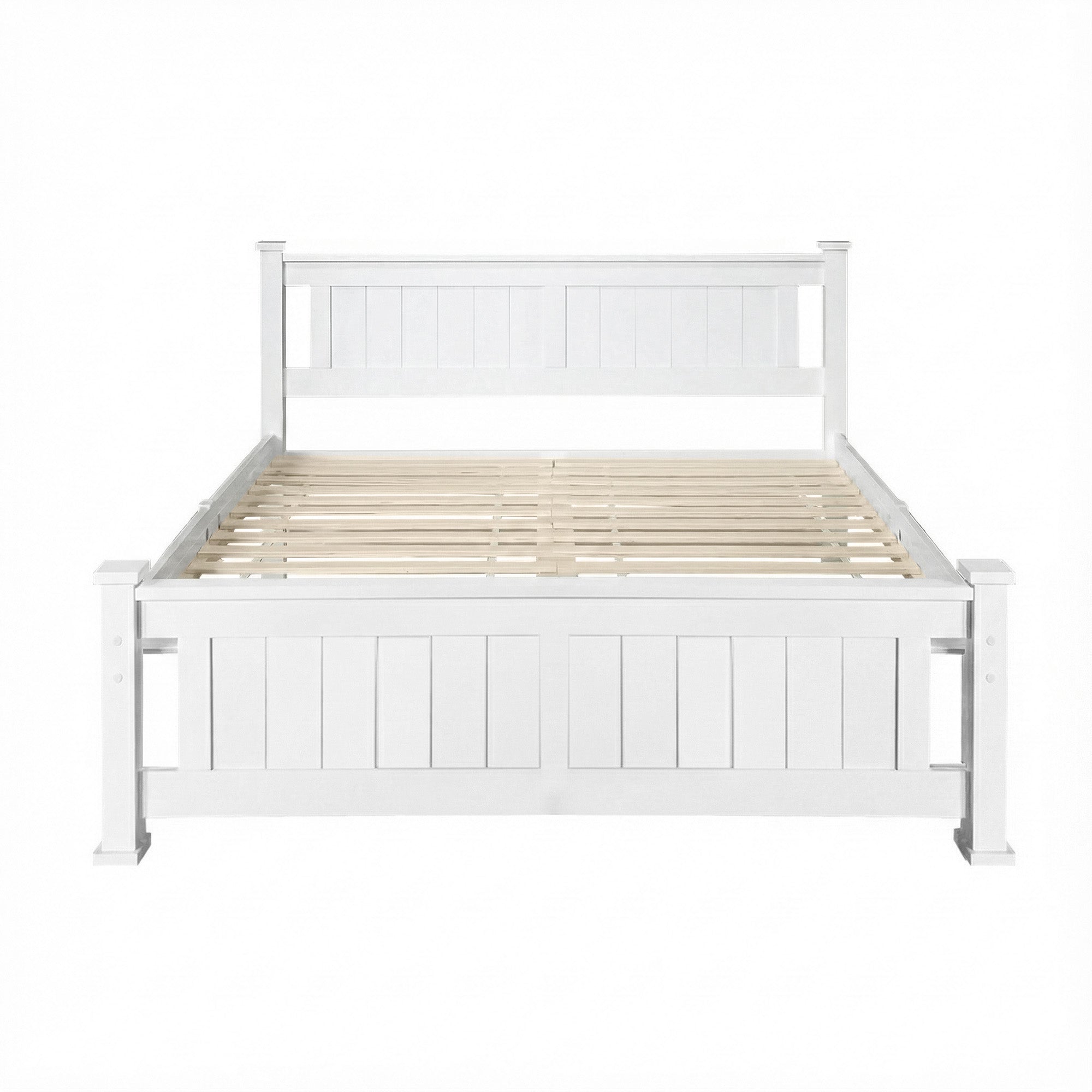Artiss Bed Frame Double Size Wooden White RIO-3