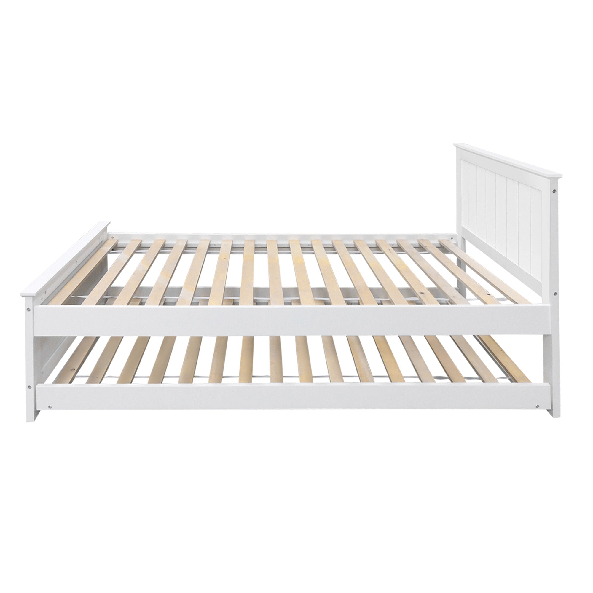 Artiss Bed Frame King Single Size Wooden Trundle Daybed White ELVIS-3