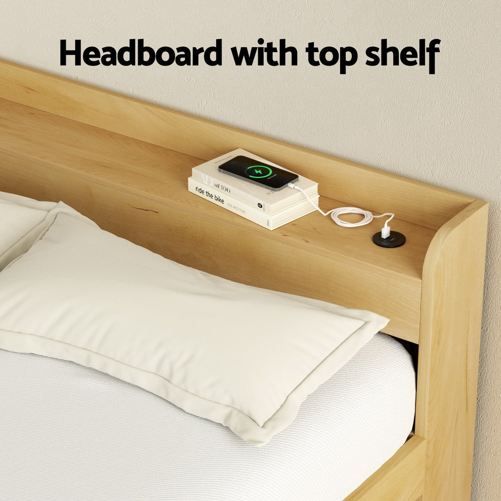 Artiss Bed Frame Double Size with Charging Ports and 2 Drawers AURA-3