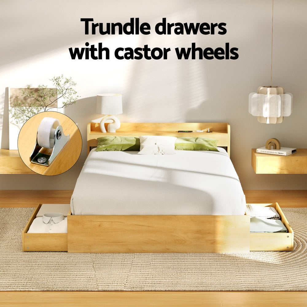 Artiss Bed Frame Double Size with Charging Ports and 2 Drawers AURA-4