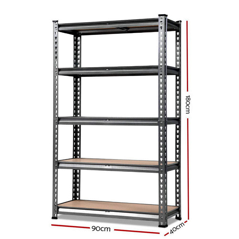 NNEDSZ 5-Shelves Steel Warehouse Shelving Racking Garage Storage Rack Grey