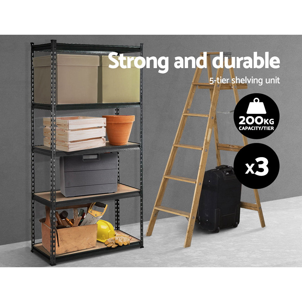 NNEDSZ 5-Shelves Steel Warehouse Shelving Racking Garage Storage Rack Grey