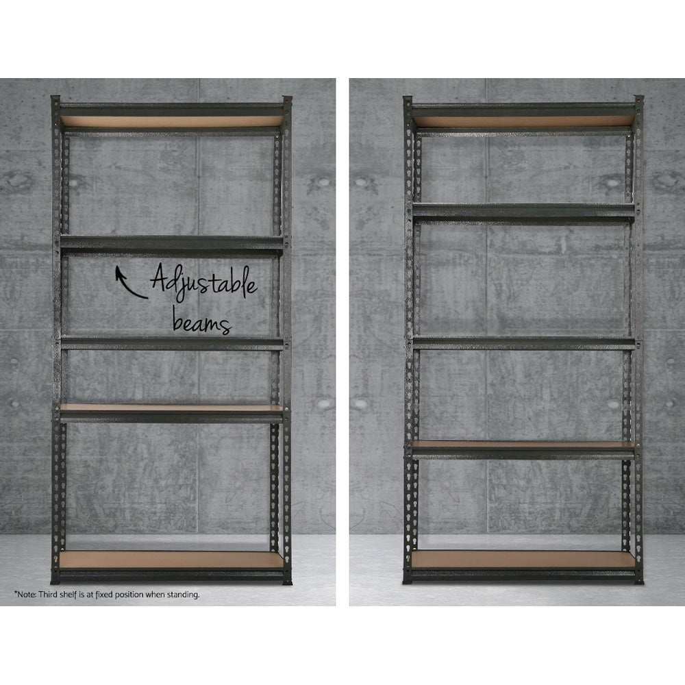 NNEDSZ 5-Shelves Steel Warehouse Shelving Racking Garage Storage Rack Grey