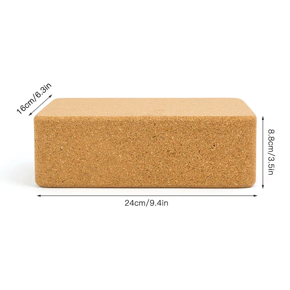 Yoga Blocks Set with Cork Blocks and Stretching Strap (Beige)