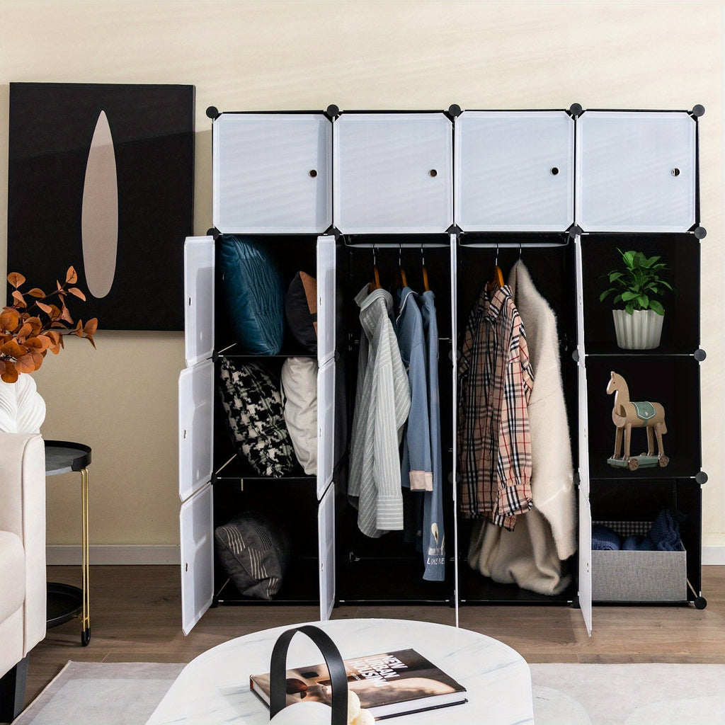 NNETM Storage Wardrobe Closet with Hanging Rods