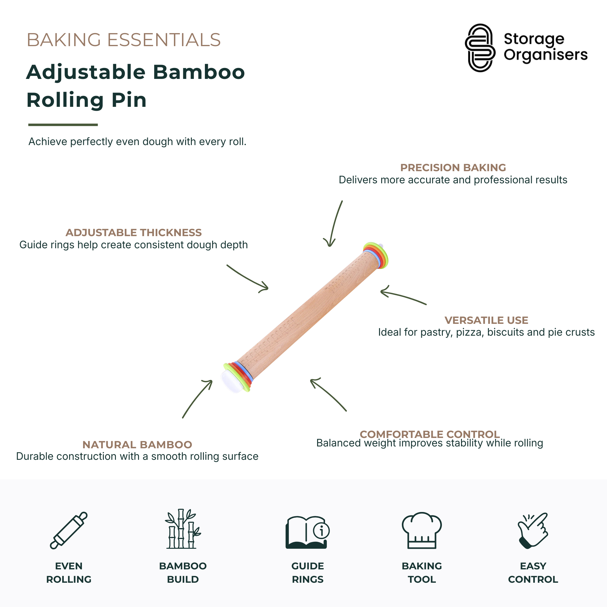 Adjustable Bamboo Rolling Pin