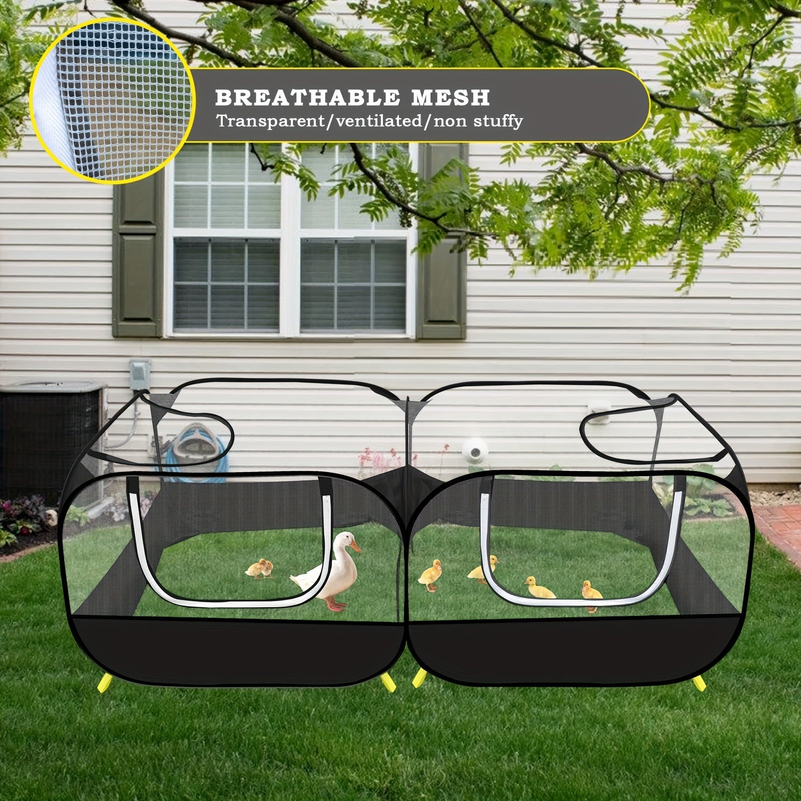 NNETM Large Foldable Chicken Pet Cage Tent with Mesh-1
