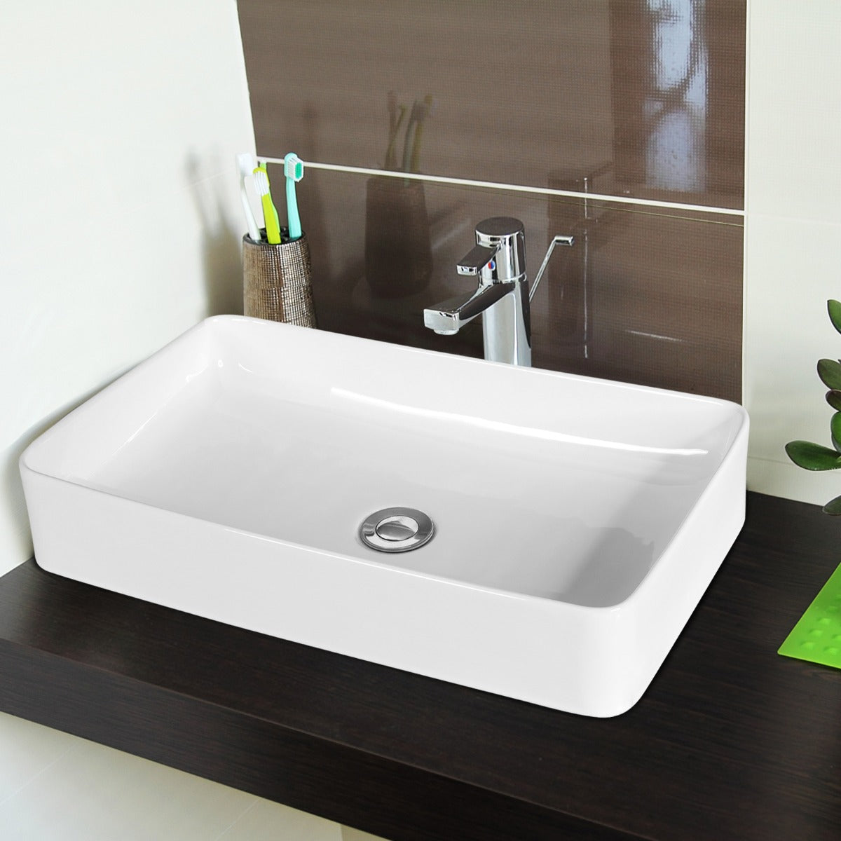 NNECW Bathroom Vessel Sink with Pop-up Drain