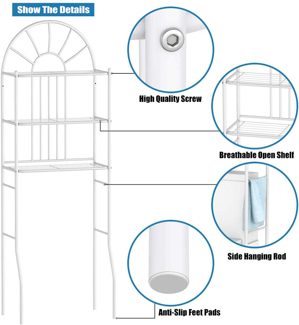 NNECW Bathroom Organizer with Metal Frame Shelf for Home Bathroom Laundry