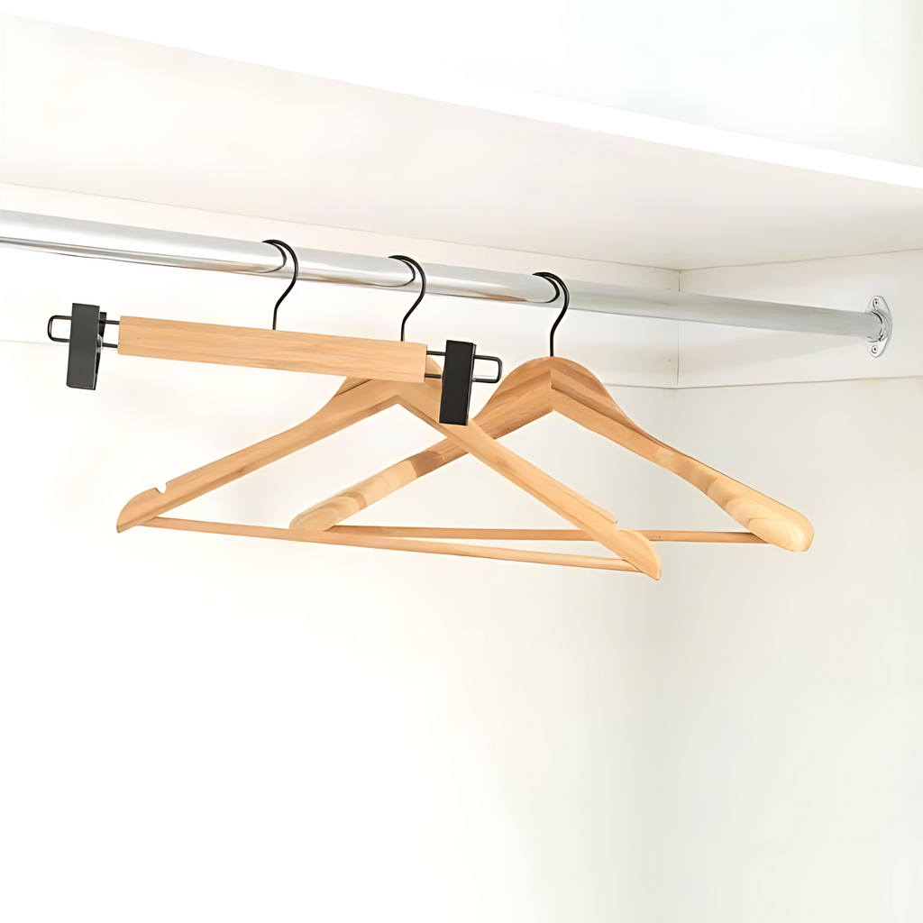 Bamboo Clip Pants Hangers 2 Pack – Chrome Clips-0