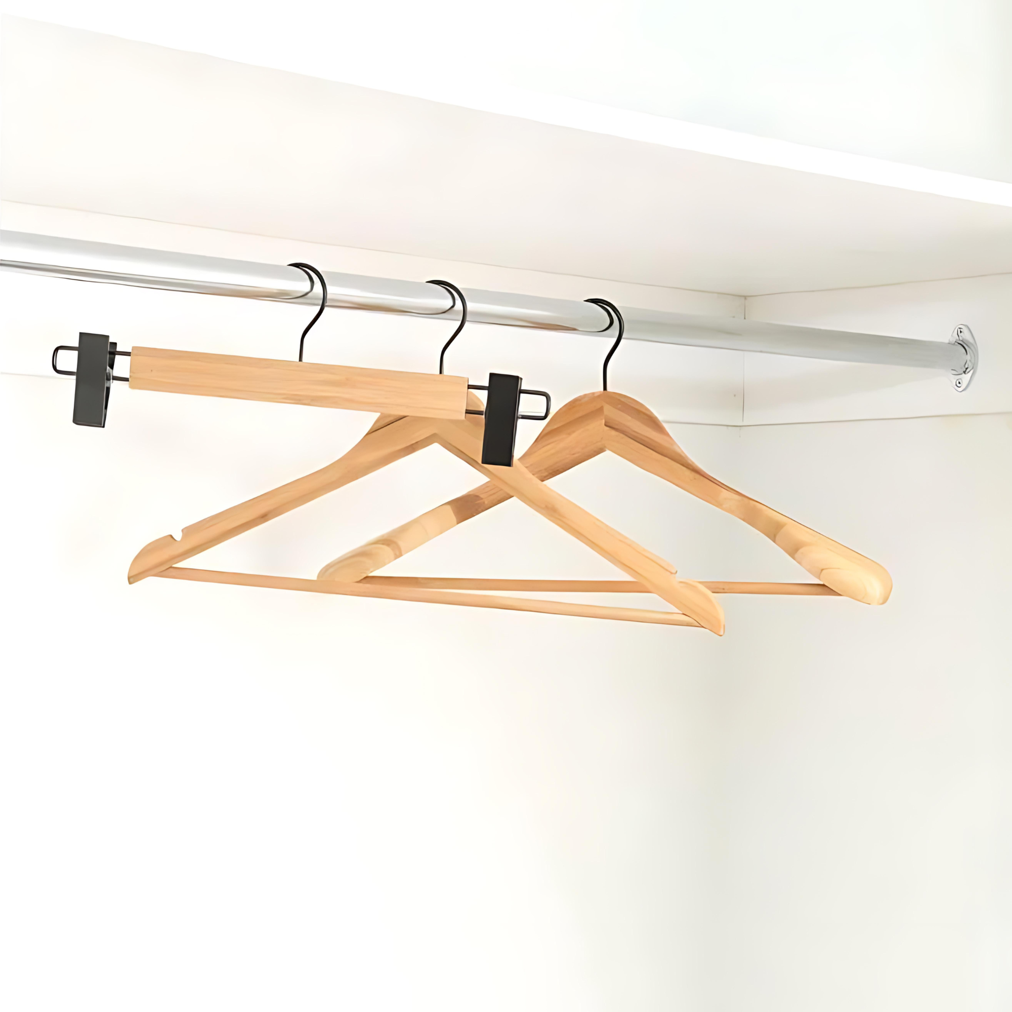 Bamboo Clip Pants Hangers 2 Pack – Chrome Clips-0