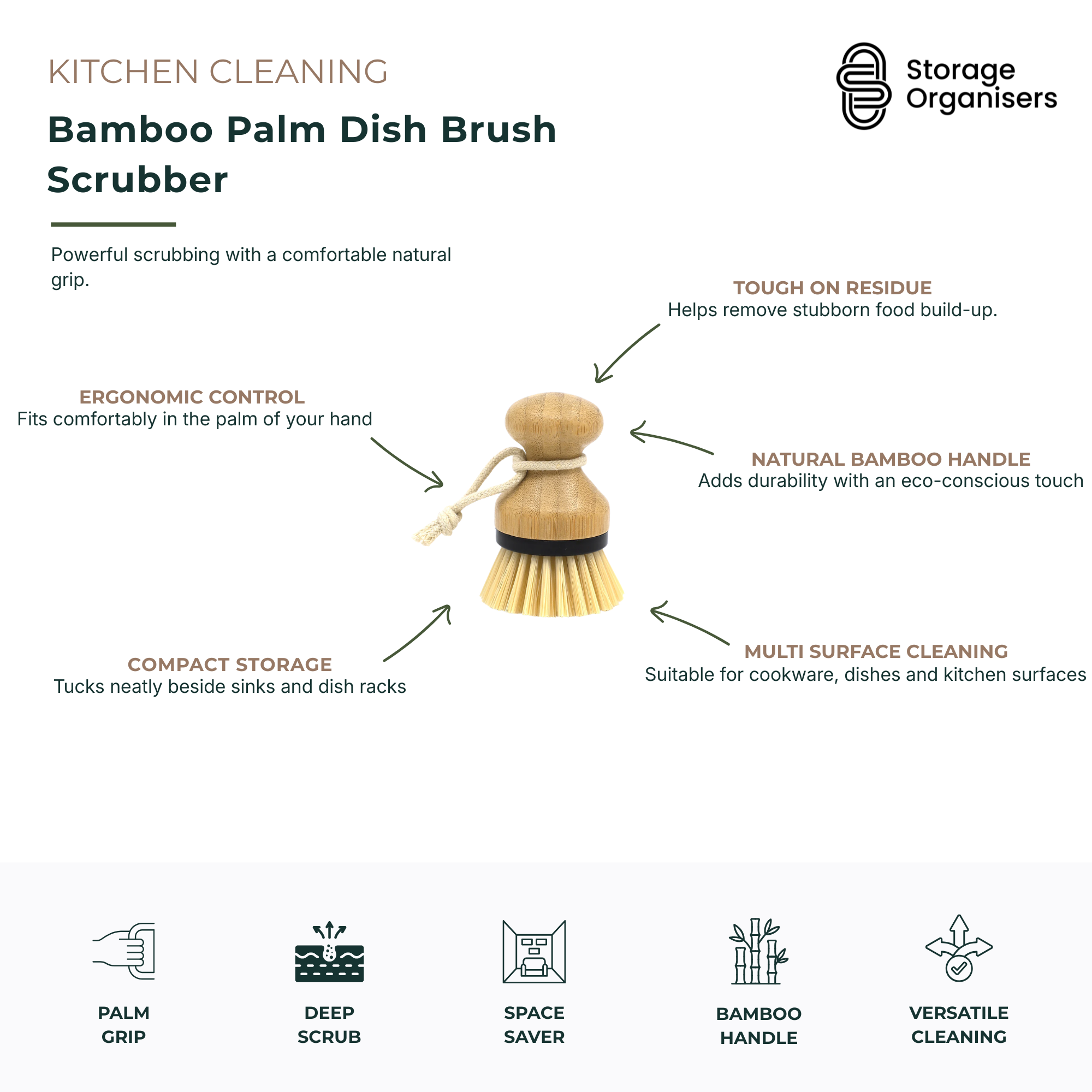 Bamboo Palm Dish Brush Scrubber