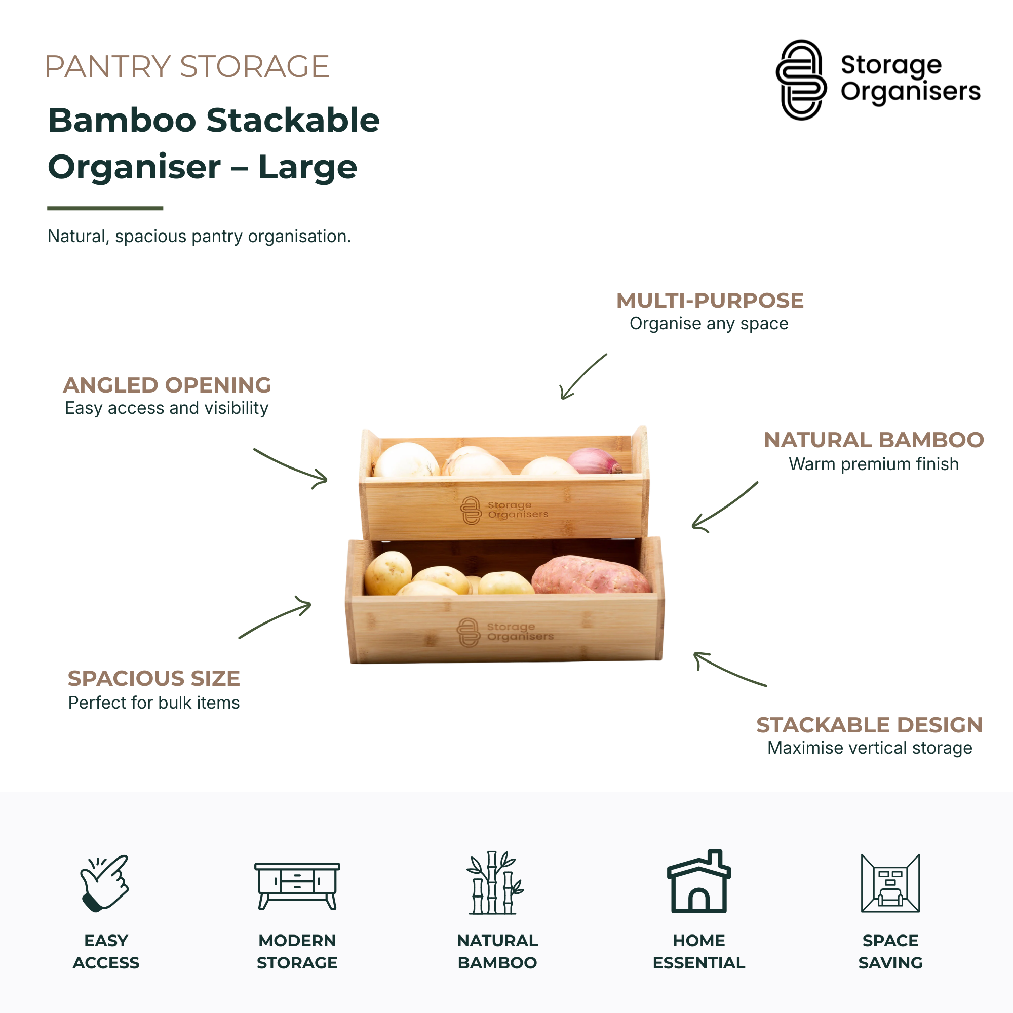 Bamboo Stackable Organiser – Large