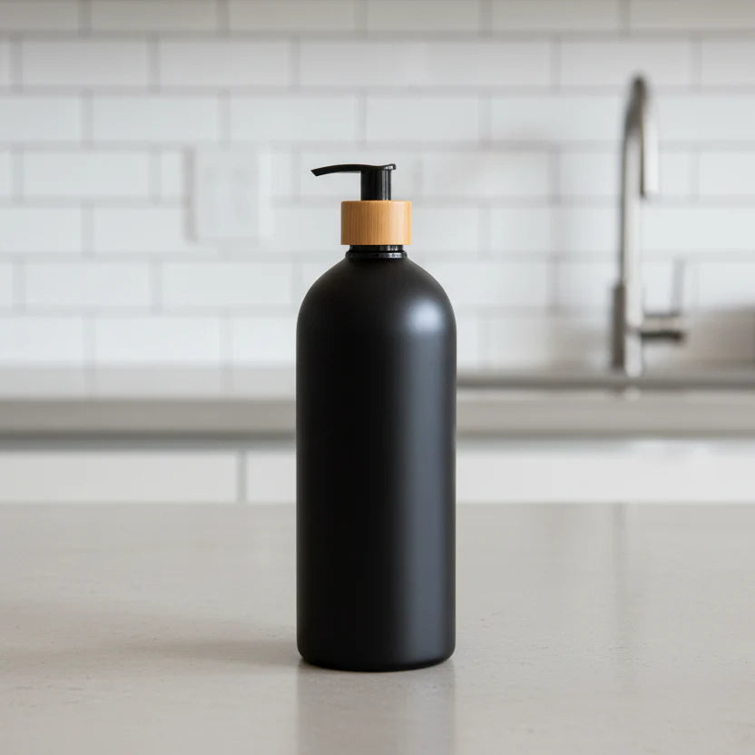 Black Bathroom Pump Bottle – 1 L Refillable Dispenser