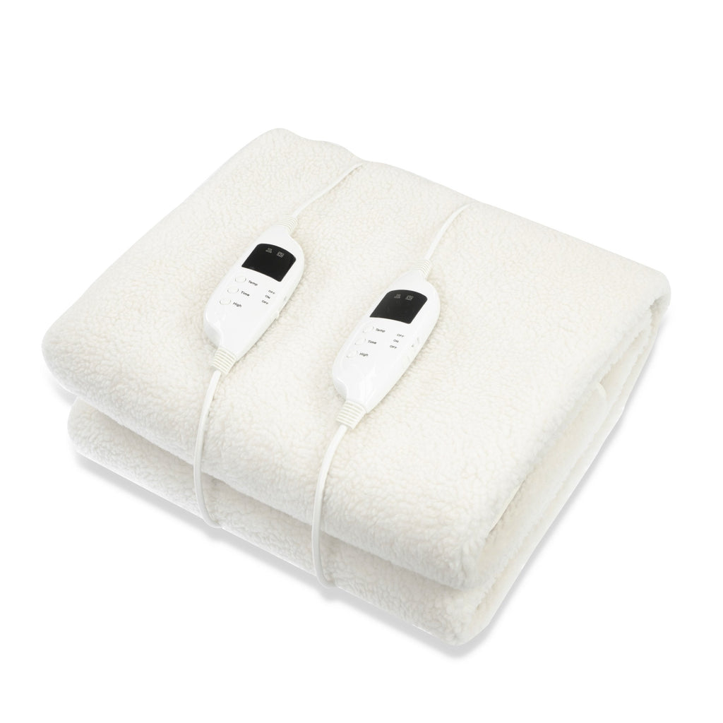 NNEDPE Heated Electric Blanket Fitted Fleece Underlay Throw Double