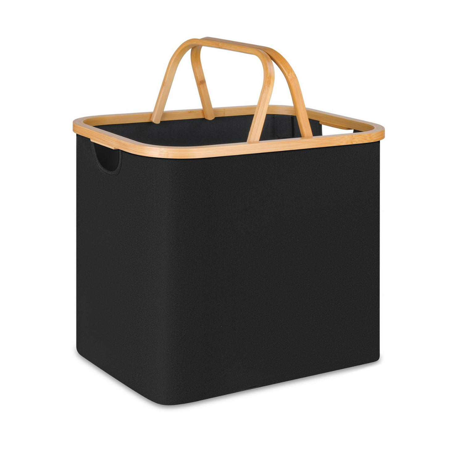 Black Linen Basket with Double Handle-2