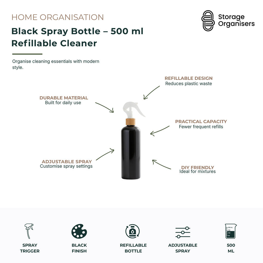 Black Spray Bottle – 500 ml Refillable Cleaner-3