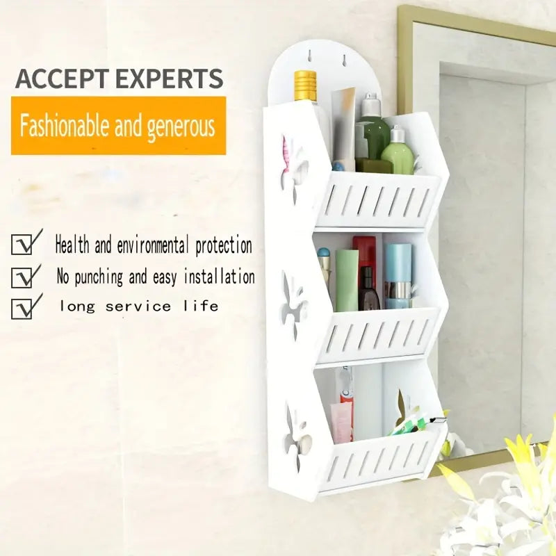NNETM Vinyl Hanging Bathroom Storage Rack - Shelf Butterfly Large