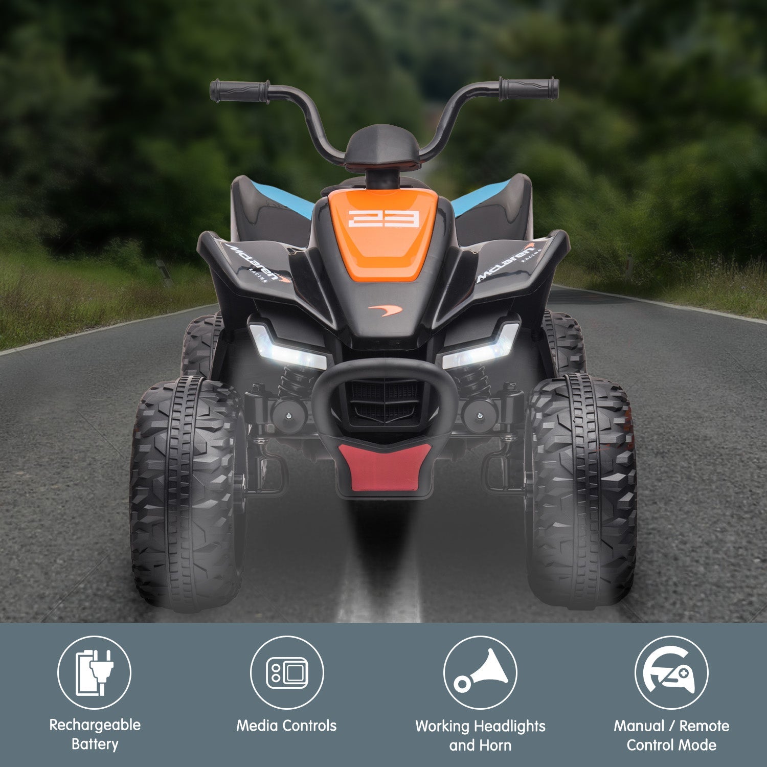 NNEDPE MCL35 McLaren Kids Toy Ride On Electric Quad Bike - Black