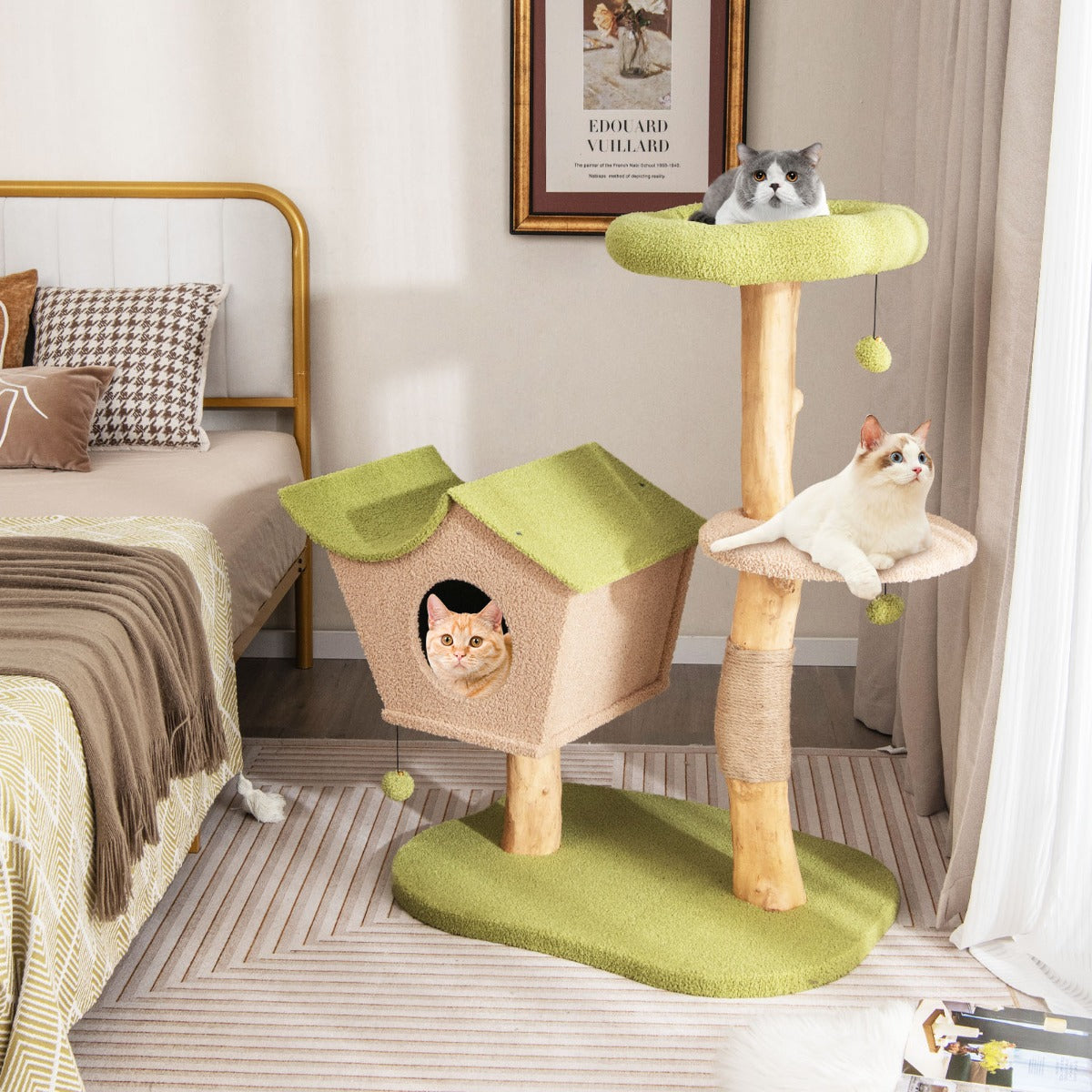 NNECW 110CM Cat Tree with Padded Top Perch for Pet