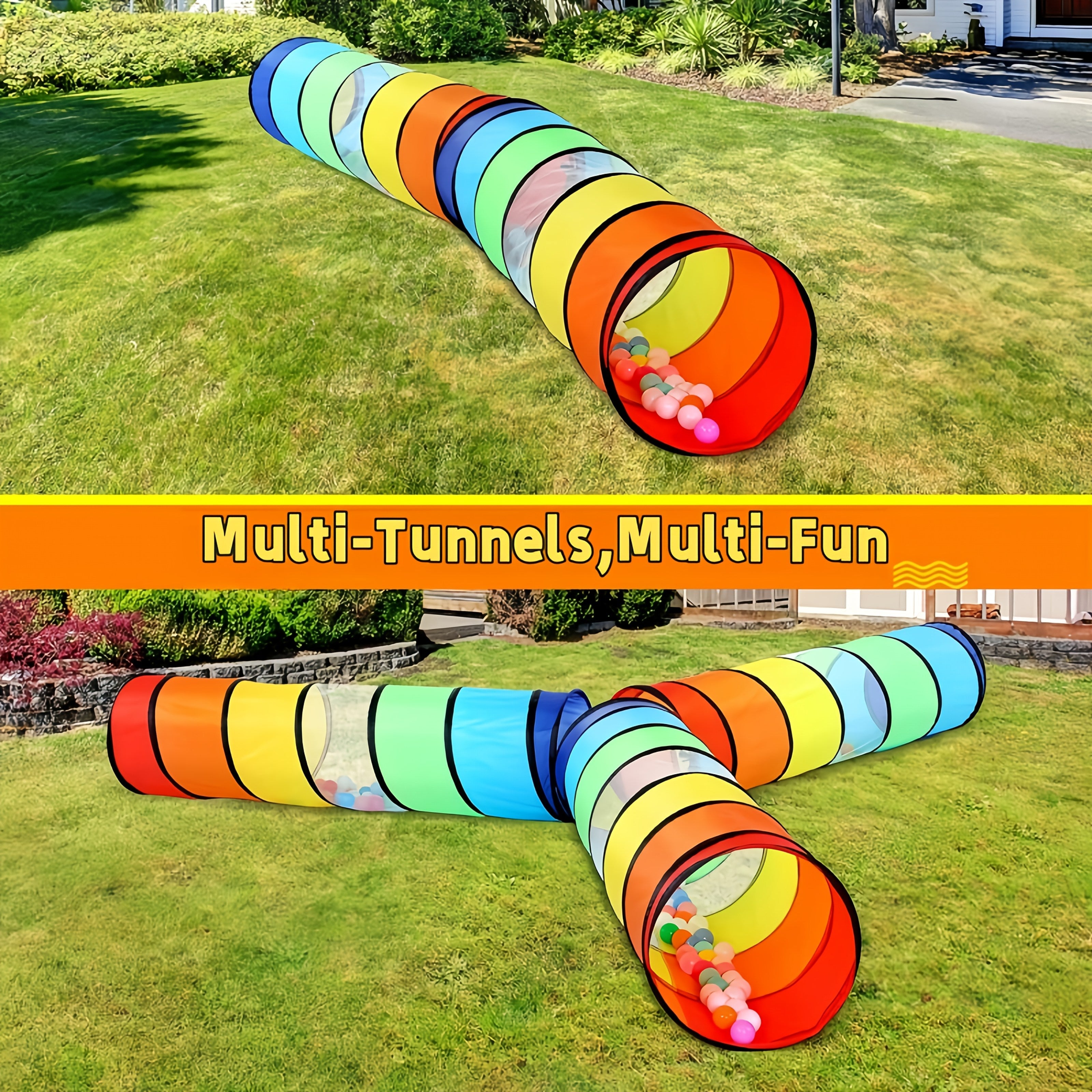 NNETM Pop-Up Pet Crawl Tunnel Tent with Toys-3