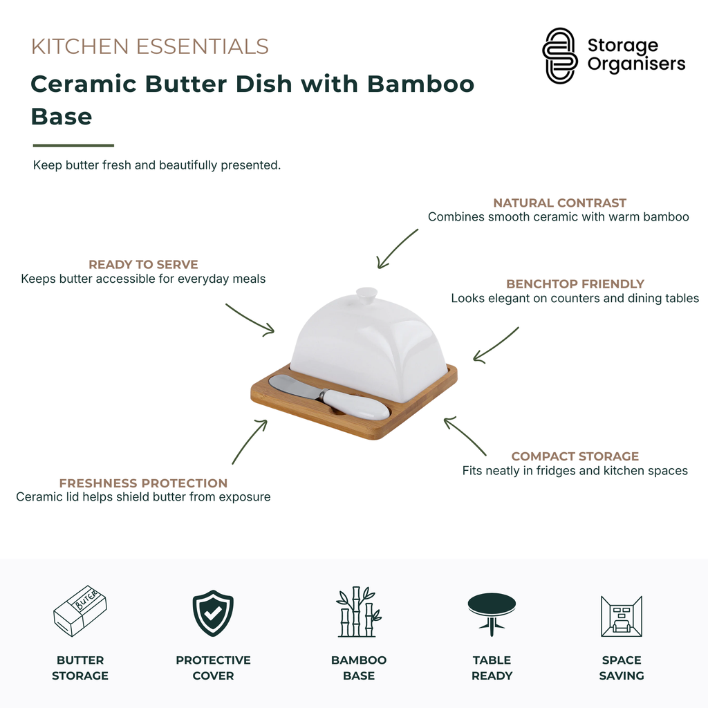 Ceramic Butter Dish with Bamboo Base-4