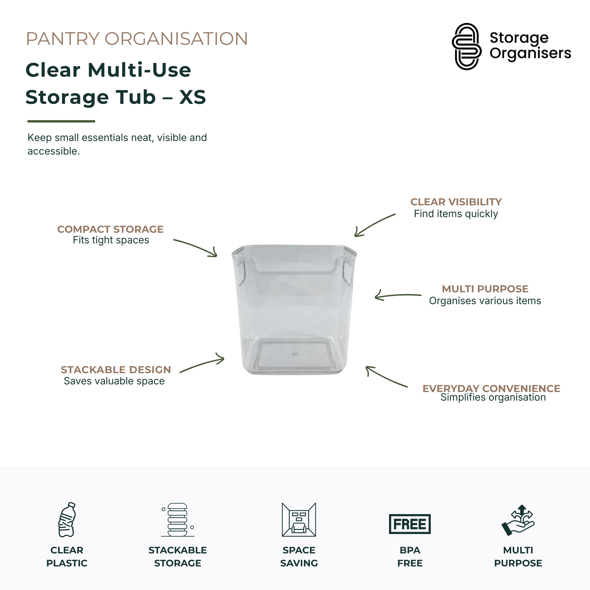 Clear Multi-Use Storage Tub – XS