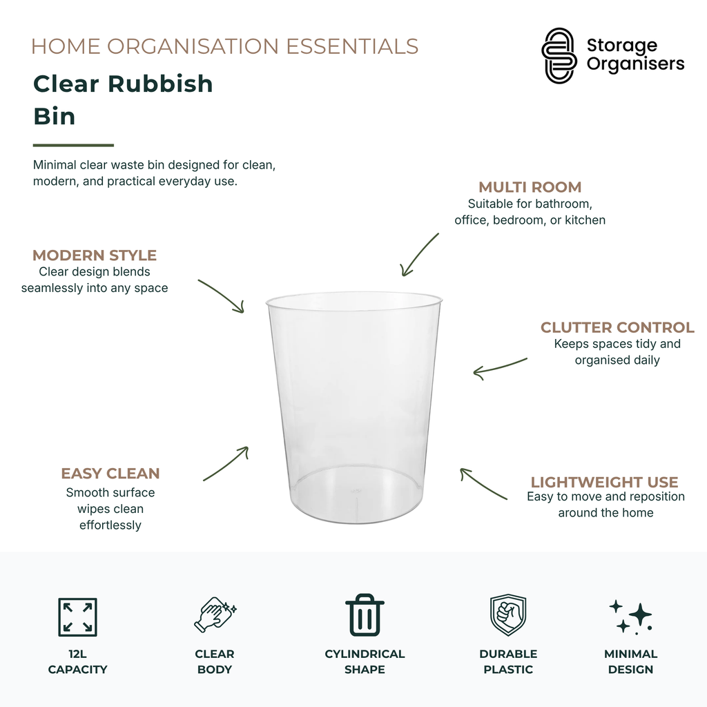 Clear Rubbish Bin - Practical & Stylish Waste Bin-4