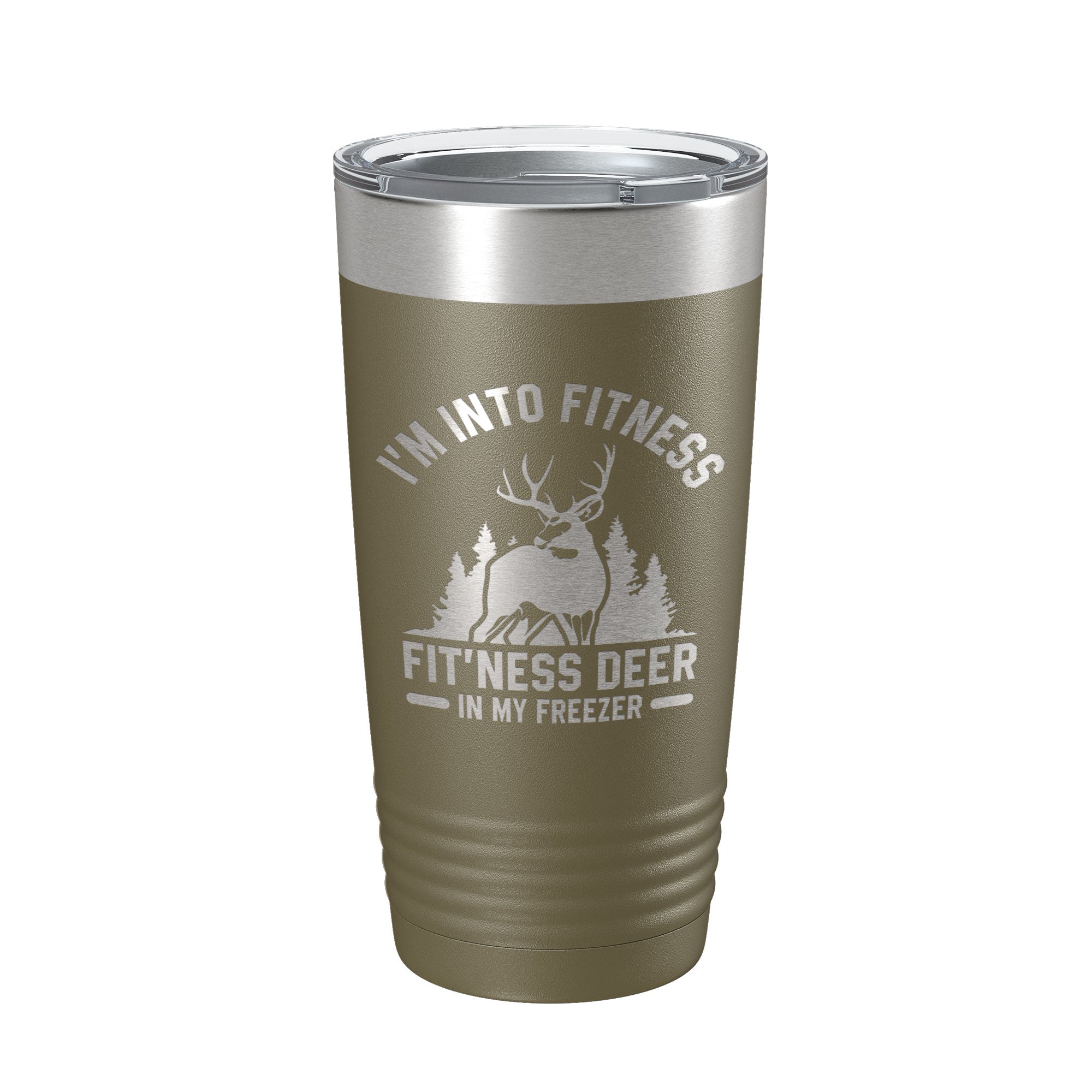 Deer Hunter Funny Tumbler Travel Mug I'm Into Fitness Fitting This Deer In My Freezer Insulated Laser Engraved Hunting Gift Coffee Cup 20 oz-21