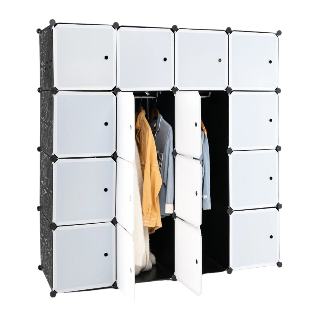 NNETM Storage Wardrobe Closet with Hanging Rods