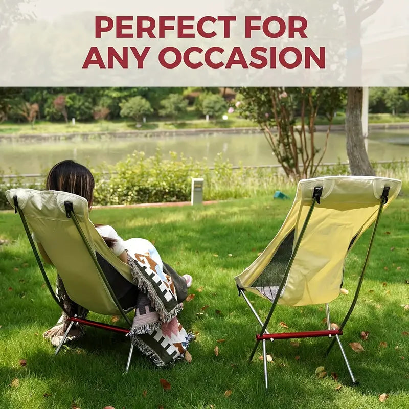 Portable Camping Chair - Lightweight Foldable Backpack Beach Chair