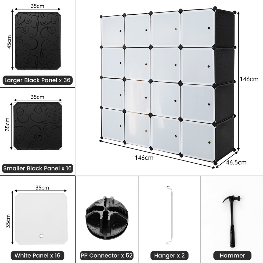 NNETM Storage Wardrobe Closet with Hanging Rods