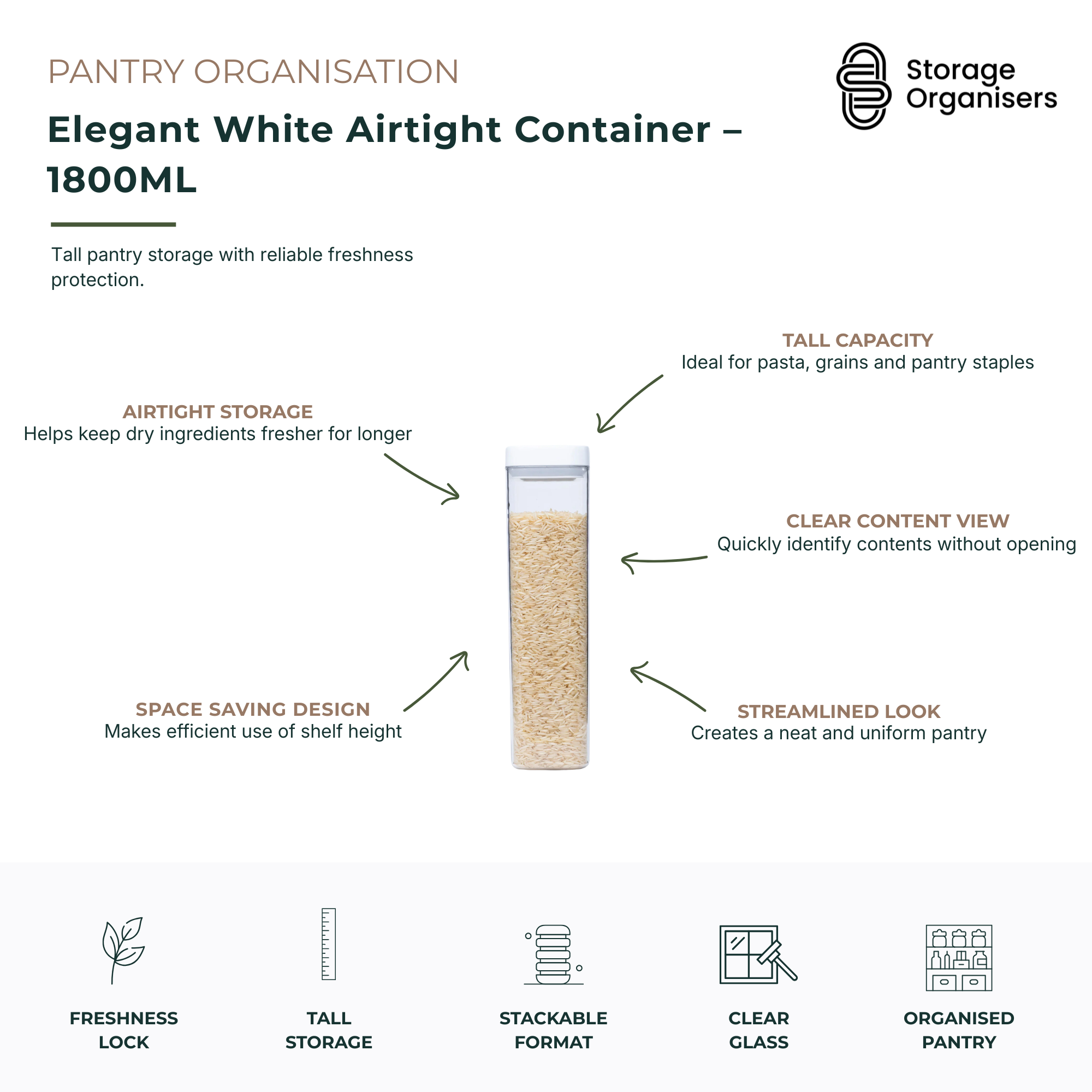 Elegant White Airtight Container – 1800ML-4