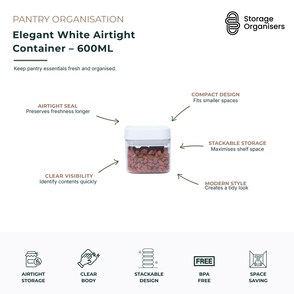 Elegant White Airtight Container – 600ML