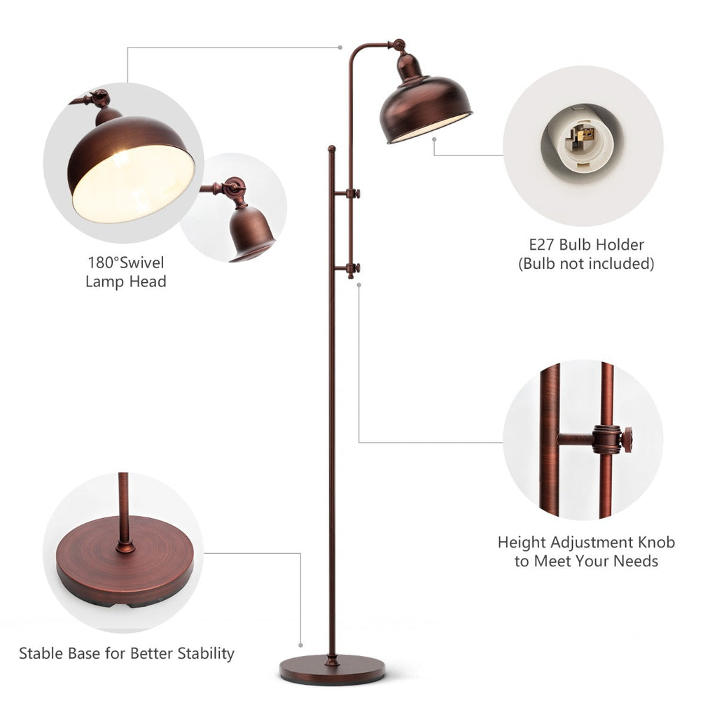 NNECW Industrial Floor Lamp with Adjustable Height & Lamp Head for Living Room