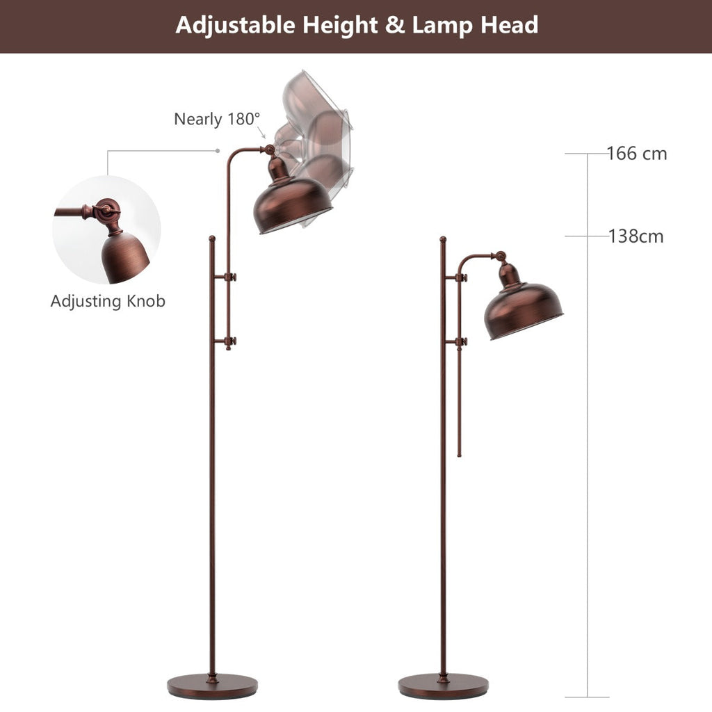NNECW Industrial Floor Lamp with Adjustable Height & Lamp Head for Living Room